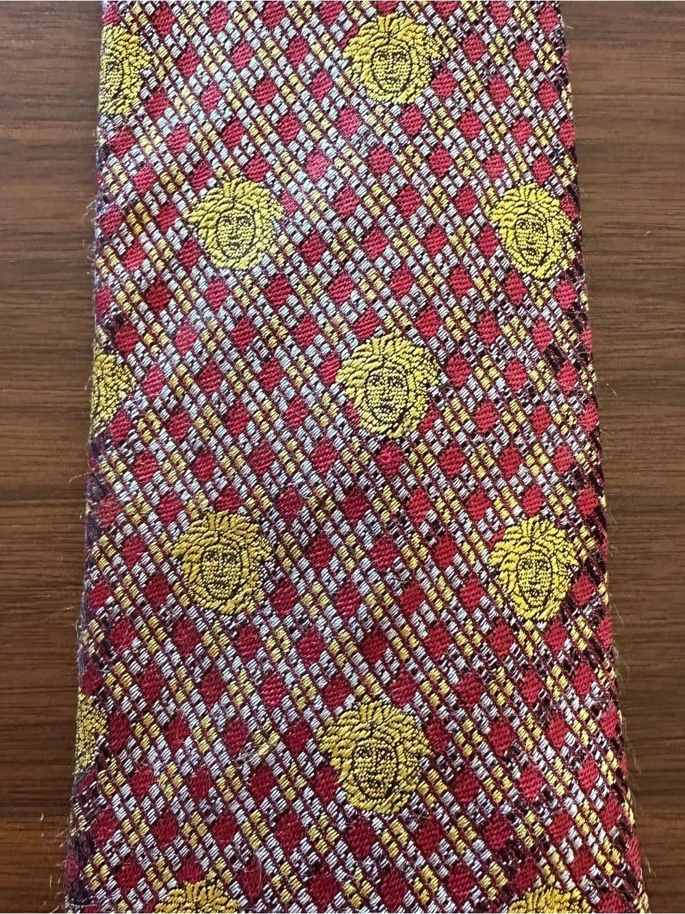 Gianni Versace Red & Gold Medusa Pattern Tie